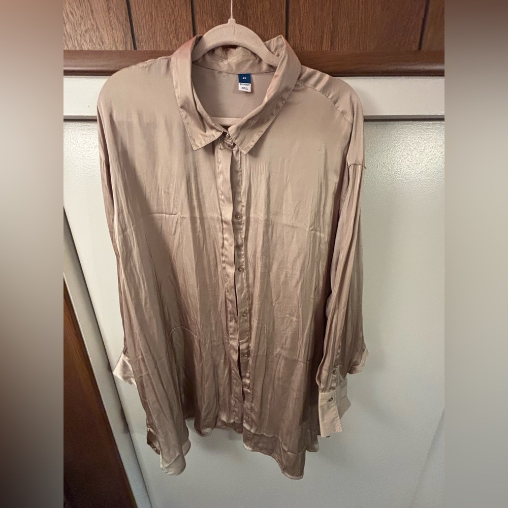 Beige Button-Up Blouse